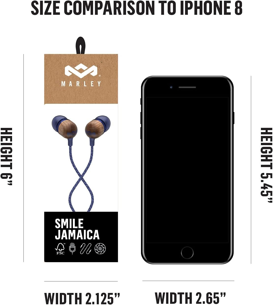 Smile Jamaica Wired Noise Isolating Headphones with Microphone (Denim)